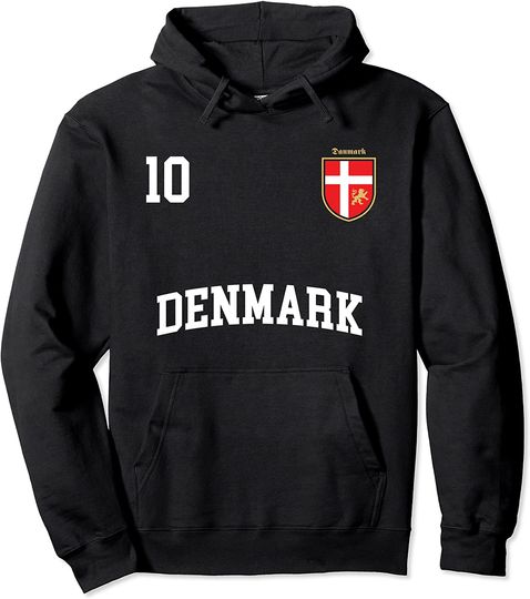 Discover Denmark Soccer No. 10 Danish Flag Team Danmark Hoodie