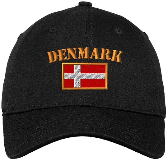 Discover Speedy Pros Denmark Flag Embroidered Unisex Adult Flat Solid Buckle Hat