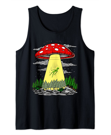 Discover Mushroom Alien Abduction Psychedelic Space UFO Tank Top