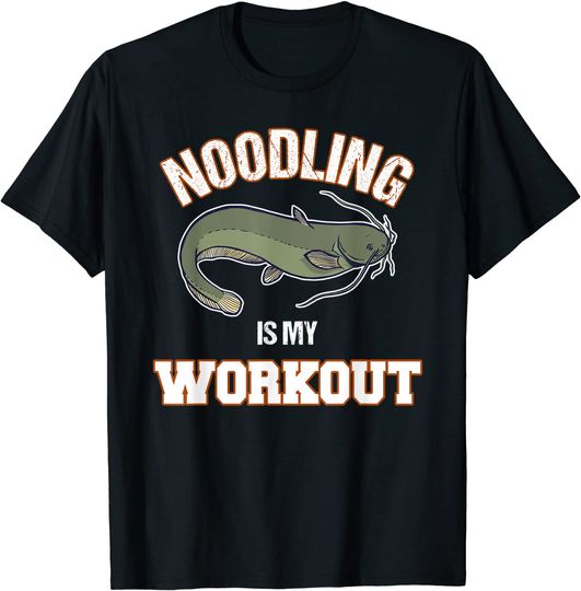 Discover Noodling Catfish Workout Hand Fishing T Shirt