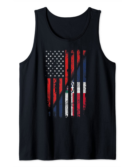 Discover Dominican American Flag Retro Style USA Tank Top
