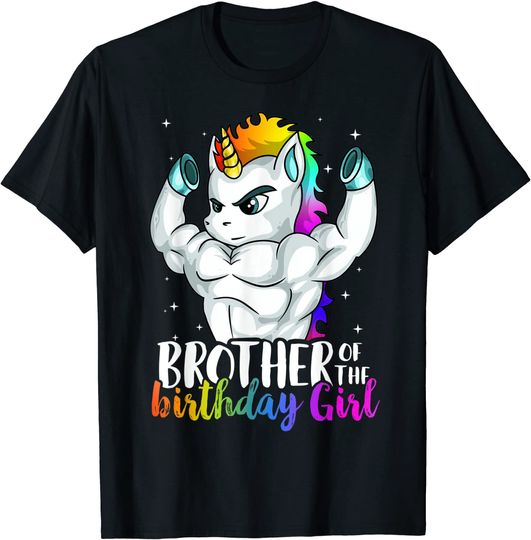 Discover Brother of Birthday Girl Unicorn Boys Son Grandkid Nephew T-Shirt