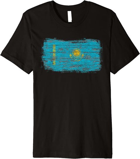 Discover Kazakhstan Rustic National Flag Premium T Shirt
