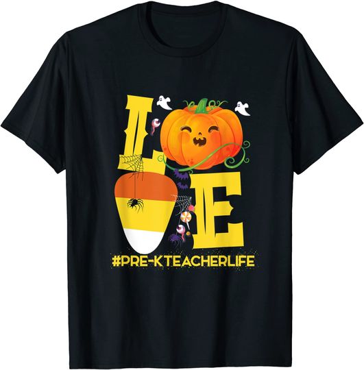 Discover Halloween Pumpkin Love Pre-K Teacher Life Costume T-Shirt