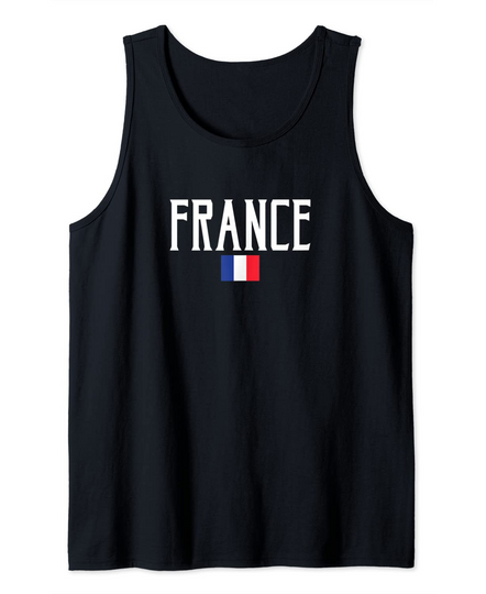 Discover France Flag Vintage White Text Tank Top