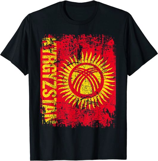 Discover Kyrgyzstani Flag Vintage Distressed T Shirt