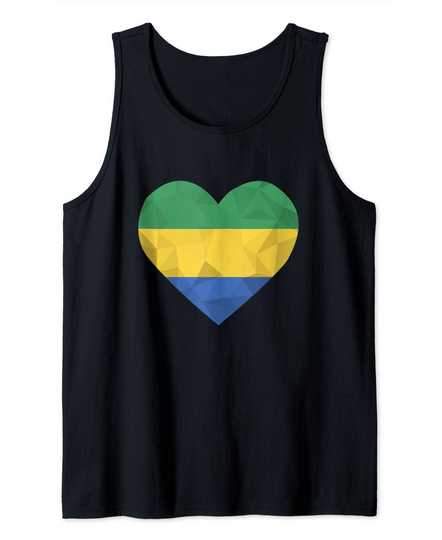 Discover I Love Gabon Flag Heart Low Poly Gabonese Travel Vacation Tank Top