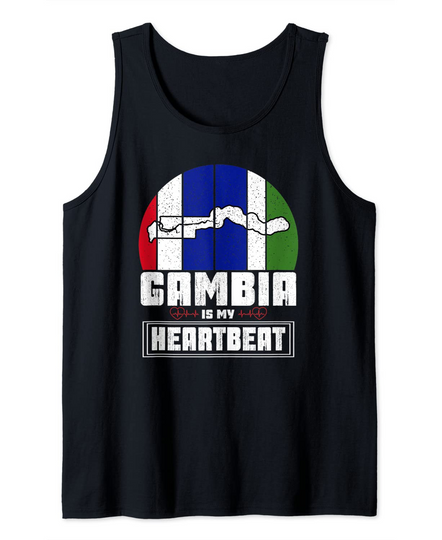 Discover Gambia Is My Heartbeat Love Gambia Flag Map Gambian Pride Tank Top