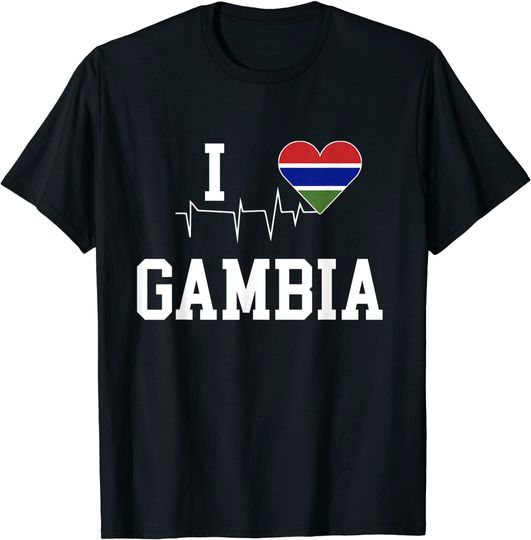 Discover I Love Gambia Heartbeat Flag T-Shirt