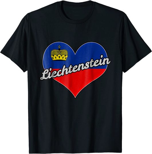 Discover Liechtenstein Flag I Love Heart with Script T Shirt