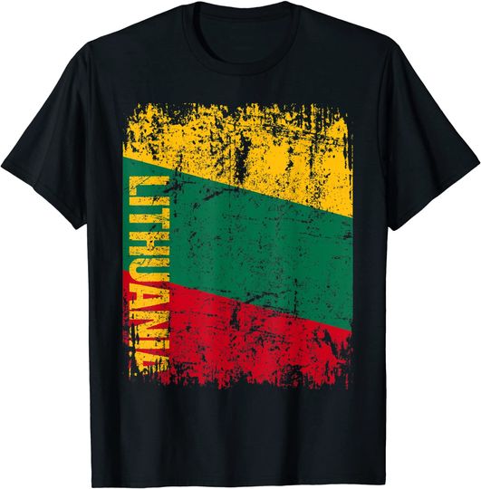 Discover Lithuania Flag Vintage Distressed  T Shirt