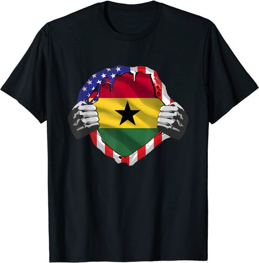 Discover Ghana Roots USA Flag Immigrant T-Shirt