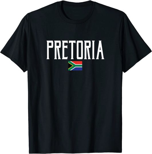 Discover Pretoria South Africa Flag Vintage White Text T-Shirt