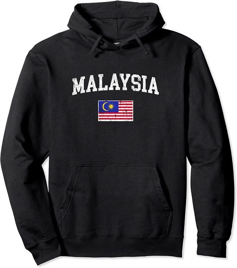 Discover Malaysia Flag Vintage Pullover Hoodie