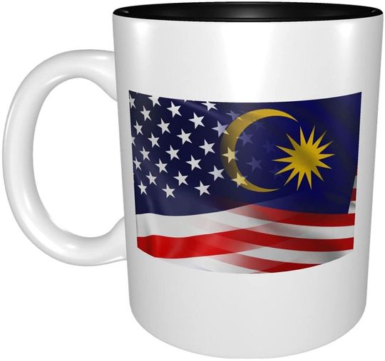 Discover Ceramic Coffee Mug Flag of Malaysia and USA