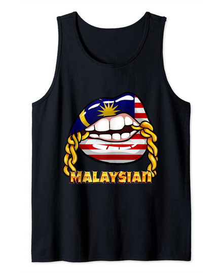 Discover Malaysia National Flag Lips with Chain Tank Top