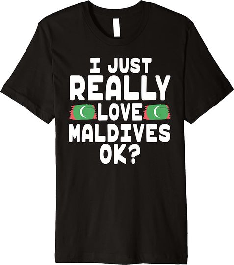 Discover I Love Maldives OK Cool Maldivian Flag Premium T-Shirt