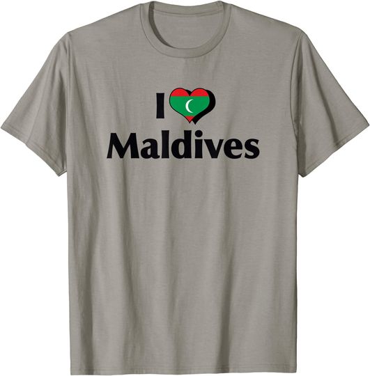 Discover I Love Red Heart Flag of Maldives T-Shirt