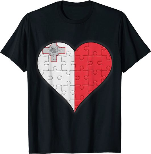Discover Malta Maltese Flag Heart T-Shirt