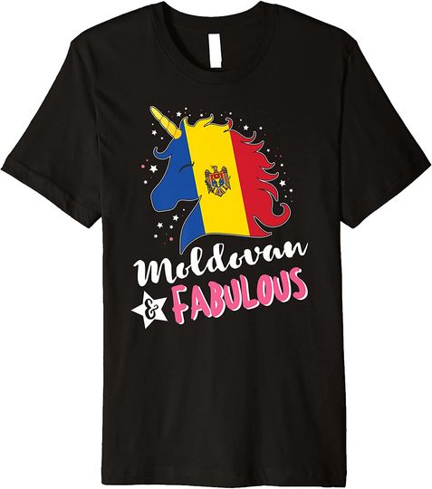Discover Unicorn Moldova Flag Premium T-Shirt