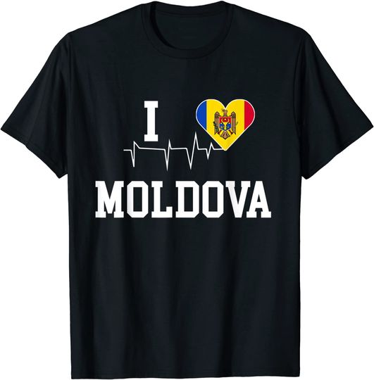 Discover I Love Moldova Heartbeat Flag T-Shirt