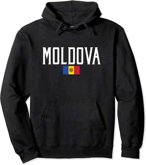 Discover Moldova Flag Vintage White Text Pullover Hoodie