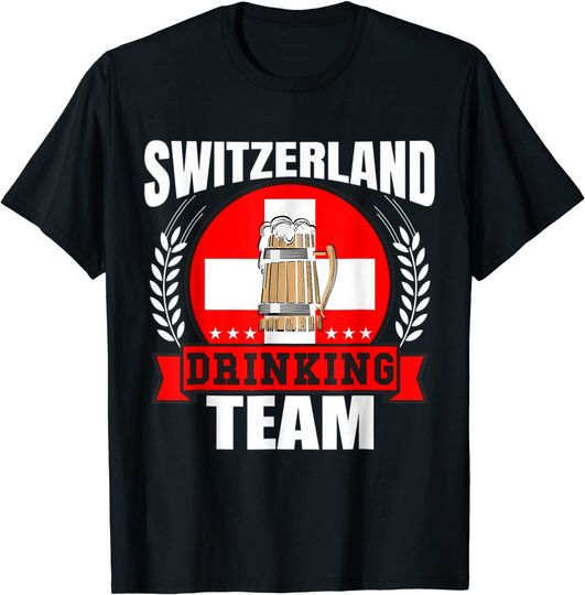 Discover Switzerland Drinking Team Swiss Flag Beer Party Gift T-Shirt