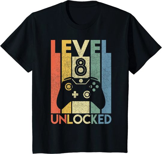Discover Kids Level 8 Unlocked Video Gamer 8th Birthday T Shirt