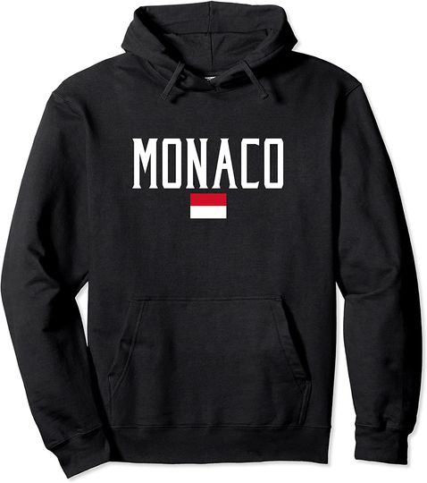 Discover Monaco Flag Vintage White Text Pullover Hoodie