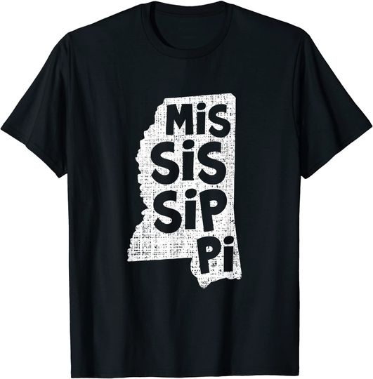 Discover Mississippi State Lines Map Souvenir T Shirt