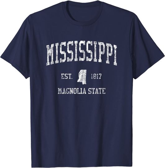 Discover Mississippi Vintage Sports Design T Shirt