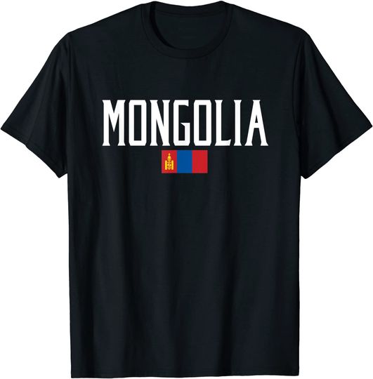 Discover Mongolia Flag Vintage White Text T-Shirt