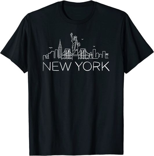 Discover NYC New York City Skylines statue of liberty Birds T Shirt