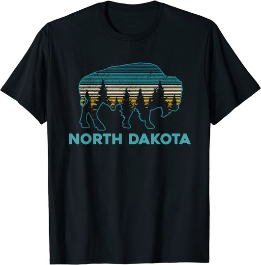 Discover North Dakota Bison Vintage American Buffalo Souvenir T Shirt