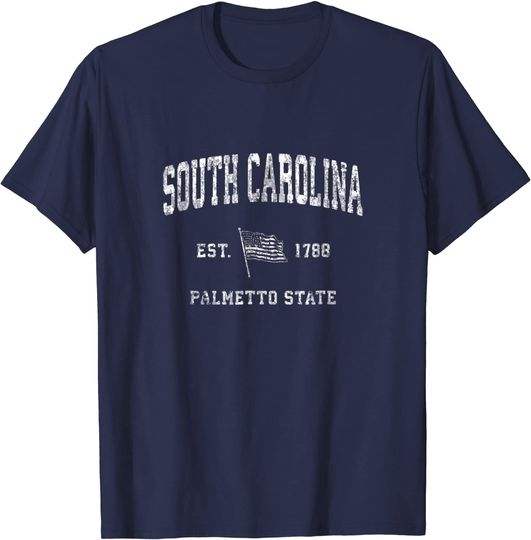 Discover South Carolina SC Vintage US Flag Sports Design T Shirt