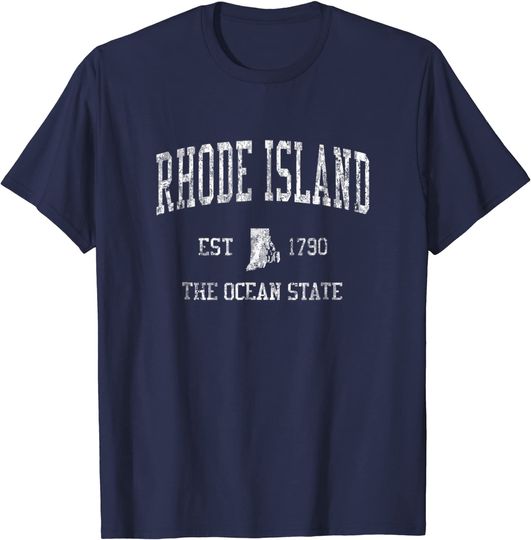 Discover Rhode Island Vintage Sports RI Design T Shirt