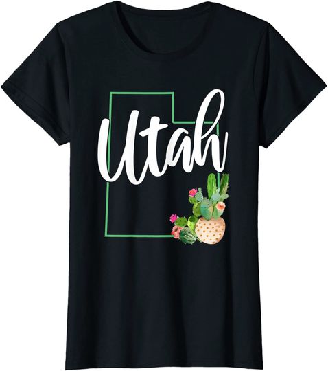 Discover Utah Pride State Map Cactus Vintage Utah T Shirt