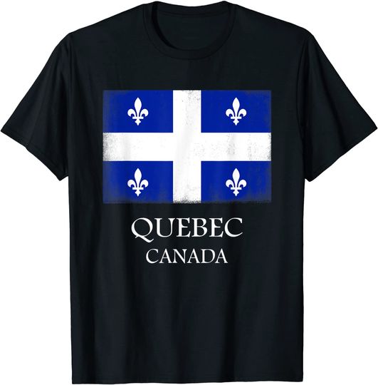 Discover Quebec Canada Flag Vintage Canadian Flag T-Shirt