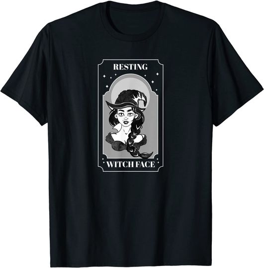 Discover Halloween Witch Resting Witch Face Tarot Card Costume T-Shirt