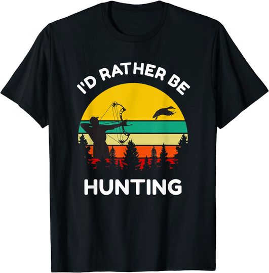 Discover I'd Rather Be Hunting Funny Duck Hunter Retro Vintage Sunset T-Shirt