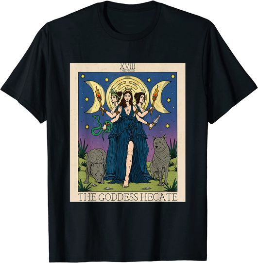 Discover Hecate Triple Moon Goddess Hekate Wheel Witch Tarot Card T-Shirt