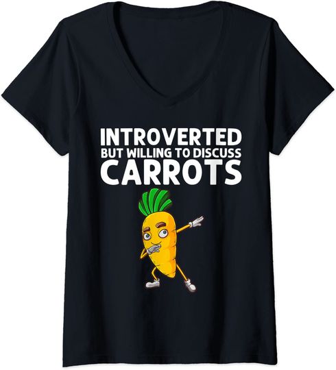 Discover Womens Funny Carrot Gift For Men Women Vegan Farm Vegetable Plant V-Neck T-Shirt