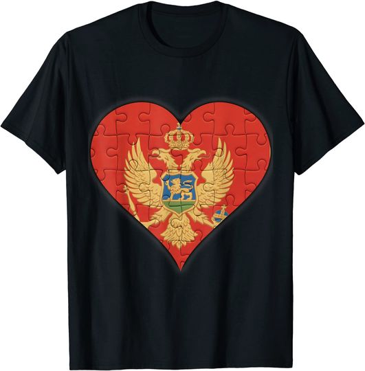 Discover Montenegro Montenegrin Flag Heart T-Shirt