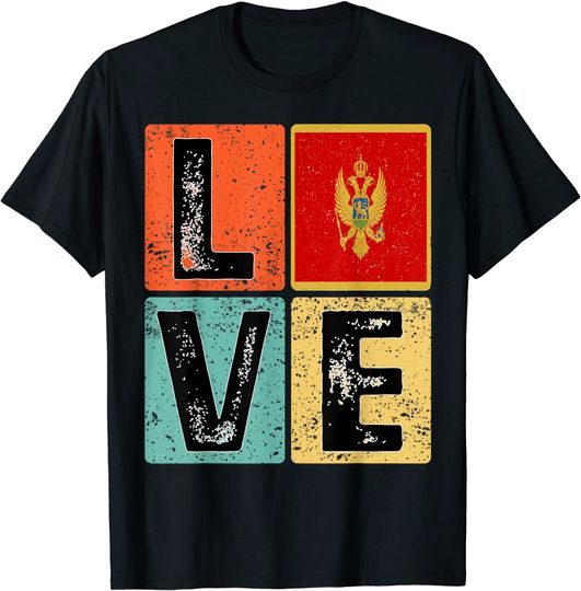Discover Vintage Retro I Love Montenegro Flag for Montenegrin Pride T-Shirt