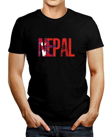 Discover Idakoos Nepal Flag Background T-Shirt