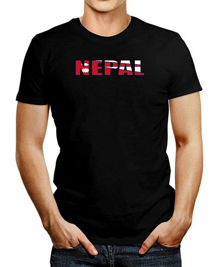 Discover Idakoos Nepal Flag Font T-Shirt