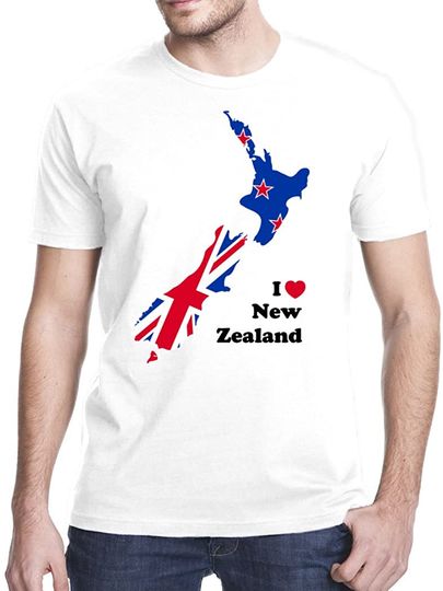 Discover I Love New Zealand Map Flag T-Shirt