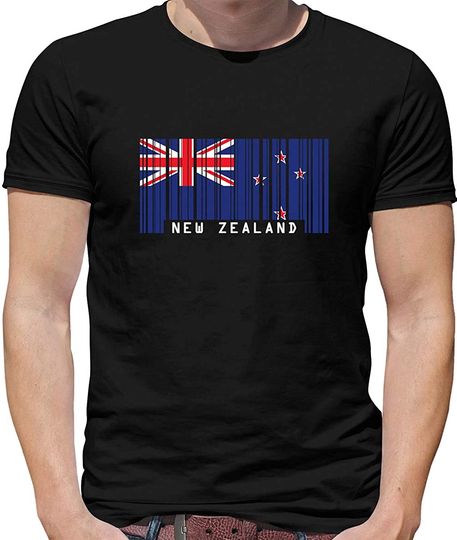 Discover New Zealand Barcode Style Flag - Mens Premium Cotton T-Shirt