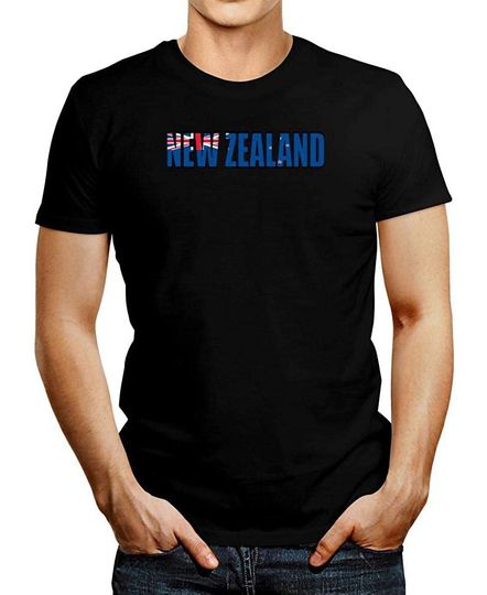 Discover Idakoos New Zealand Flag Font T-Shirt