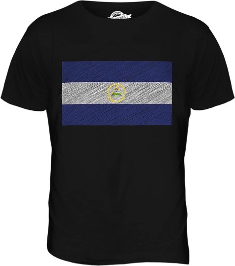 Discover CandyMix Men's Nicaragua Scribble Flag T Shirt T-Shirt Top